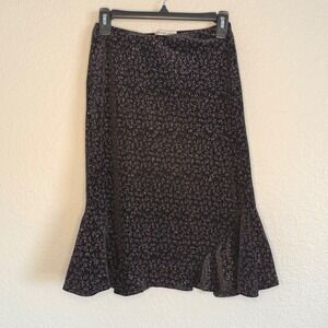 Notations‎ Petite Small Black Velvet Ditsy Floral Sparkle Midi Skirt Whimisgoth